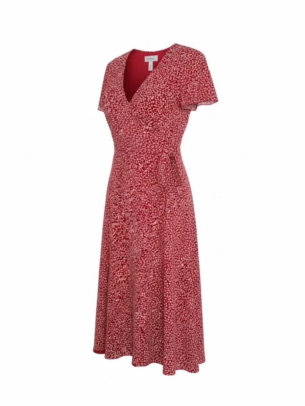 Talbots 100% Silk Wrap Dress 16 Red Midi Romantic Tomato Girl Cottagecore